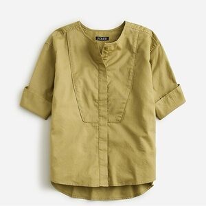 J.Crew Bib Button-Up Shirt in Herringbone Twill Size Medium Tunic Contemporary